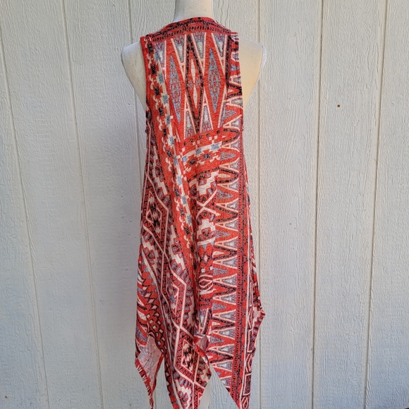 love on a hanger aztec print boho open front  cardigan duster size medium - Picture 2 of 4